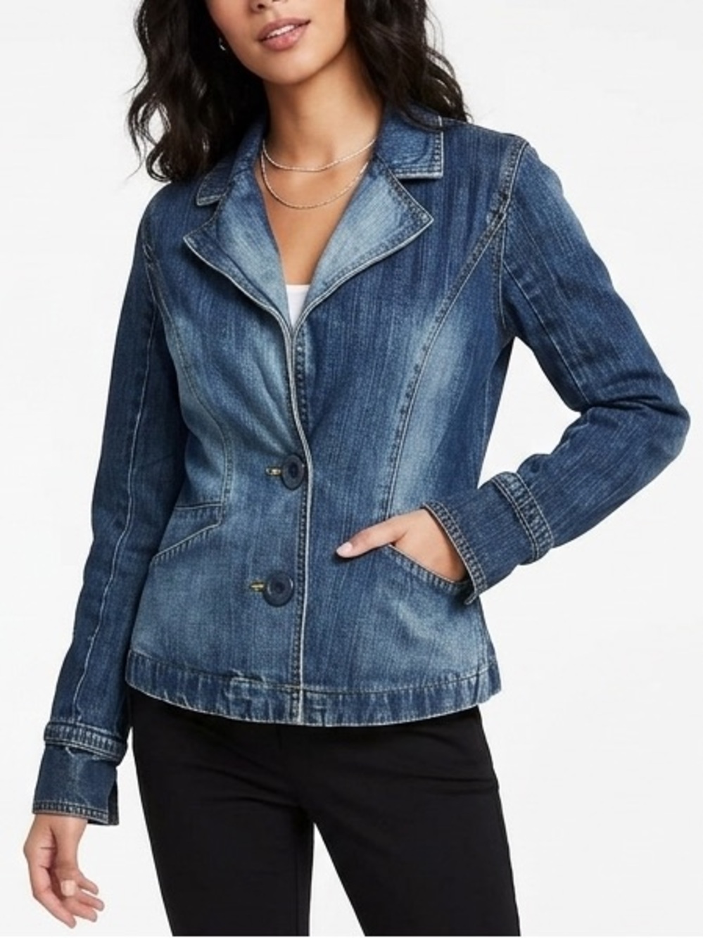 Y2K Old Navy Denim Blazer Jacket Flare Sleeve Size S Cotton VTG